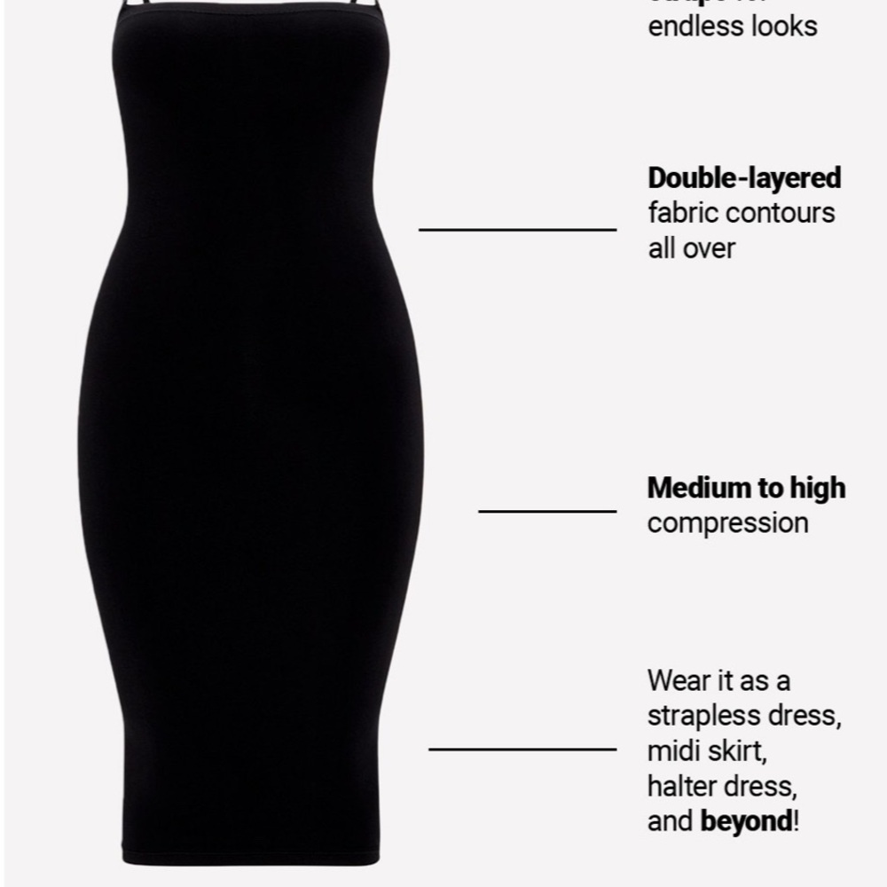 YITTY • Black • Nearly Naked Shaping 5 in 1 Convertible • Strapless • Dress •